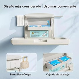 Cambiador De Paales Horizontal Bebe Plegable Pared Comercia Blanco                                                                                    