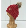 Unbranded Winter Warm Red Knit Stretch Beanie Hat with Silver