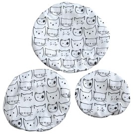Fox Valley Traders Reusable Cat Design Elastic Bowl Covers - Set of 3 Sizes - Fits 5"-9" Dia. Bowls and Plates - Keep Food Fresh - Easy Hand Wash