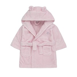 Baby Boys & Girls Dressing Gown (Ages 6-24 Months) Soft Plush Fleece Hooded Robe (6-12 Months, Pink)