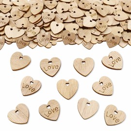 ParPix Pack of 100 Wooden Heart Confetti Wedding Decoration, Wooden Heart Wedding Scatter Decoration, Wedding Decoration Table Wooden Hearts Confetti, Heart Decoration Wedding Table Decoration, Heart
