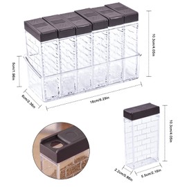 Pinsheng 6 Pieces Clear Spice Jars Plastic Spice Jars with Tray and Double Lid Open Spice Jar for Camping Kitchen BBQ