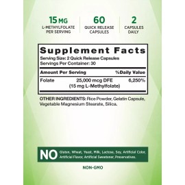 Nature's Truth L-Methylfolate 15mg | 60 Capsules | Extra Strength | Non-GMO | by Nature's Truth