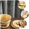 Mobestech Retro Enamel Mixing Bowl Lard Oil Storage Canister Decorative