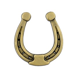 PinMart's Antique Gold Lucky Horseshoe Cowboy Western Lapel Pin