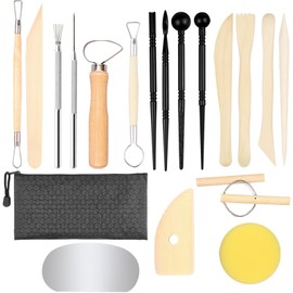 BDHYYM 19-Piece Pottery Tool Set, Modelling Tool Set, Polymer Clay Tools with Storage Bag, Modelling Tool Clay Tool Set, Potter Tool, Sculpting Tools, for Professionals, Beginners