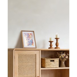 RaphelArt Oak Series 8x10 Solid Oak Picture Frame, Natural Grain Finish, Matted to 5.7x7.7, Gallery-Style Acrylic Front, Minimalist Narrow Border