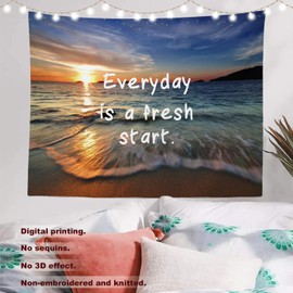Batmerry Inspirational Tapestry, Life is Good at The Beach I Picnic Mat Beach Towel Wall Art Decoration for Bedroom Living Room Dorm, 51.2 x 59.1 Inches, Tropical
