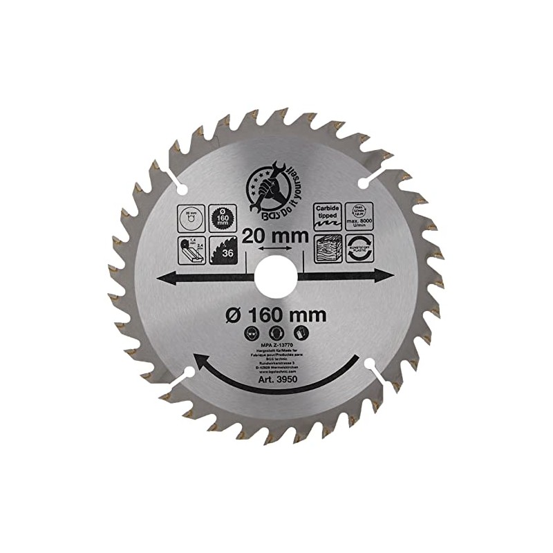 Carbide Tipped Circular Saw Blade, Diameter 160 mm