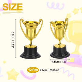 PATIKIL 3.22 Inch Mini Trophies, 12 Pcs Gold Award Trophy Cups Plastic Small Gold Trophies Award for Sports Tournament Competitions Party Favors Ceremony Props Winning