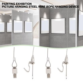 eMagTech 10-Piece Wire for Hanging Pictures, Invisible Gallery Hanging Line with Adjustable Hook for Art Exhibitions, Galleries, Museums, Art Galleries, 1 m, Holds 5 kg