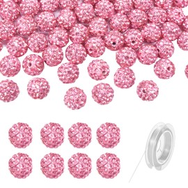 CHAOHAOQI - 150 abalorio de arcilla de polímero rosa de 10 mm, abalorio de arcilla polimérica, abalorio de vidrio, abalorio redondas de diamantes a granel para pulseras, collares, arete, joyería