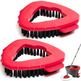Nnicorns Spin Mop Scrubbing Brush Replacement Head Compatible with Vileda Turbo Mop and Floor Brushes Mop, Triangle Hard Bristles Cleaning Brush for Bathroom, Kitchen, Pool, Patio, Pack of 2