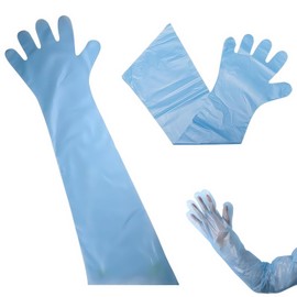 50 Pieces Disposable Long Arm Gloves Plastic Bule, Artificial Insemination Gloves, Long Sleeve Vet Glove, for Veterinary Arm Protection And Cleaning, for Livestock and Life