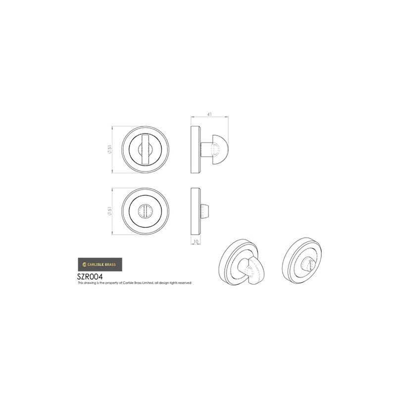 Carlisle Brass SZR004SN Thumbturn, Satin Nickel