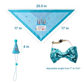 Dog Birthday Hat Bandana - Dog Birthday Party Accessories Birthday Dog Hat with Numbers Dog Bandana (Blue)