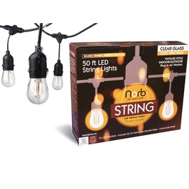 NorbSTRING, 50 Foot, Plug-in Outdoor/Indoor, LED String Lights. 2W AC Cozy-Spectrum (Candlelight-Like), Shatterproof, Vintage Style - for Indoor, Backyard & Patio. 60% More Bulbs Than Leading Brand!