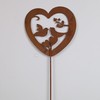 Outdoor Rustic Rusty Metal Spike Love Birds Heart Garden Plaque
