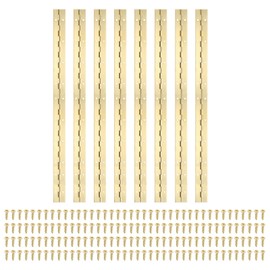 PATIKIL 20x1.2 Inch Piano Hinge,8 Pcs 304 Stainless Steel Continuous Hinge with Holes for Piano Gate Door Wooden Storage Box Cabinet Boat,Gold