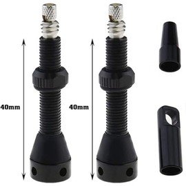 2Pcs 40mm Tubeless Presta Valve Stem,Aluminum Alloy Stems with 2X Spare Covers Aluminum Alloy Vacuum Tyre Valve Accessories for Road Bike Mountain Bike,Stem Caps Fit Most Bicycle Tubeless Rims (40mm)