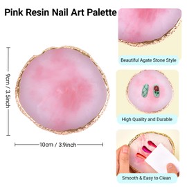 Resin Nail Art Palette with 6 PCS Nail Art Brushes,Nail Polish Mixing Palette Nail Design Brush Sets, Professional Nail Art Tools for Drawing Painting 3D Design Salon & DIY Use
