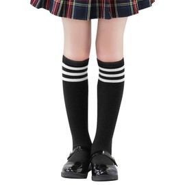 Kids Soccer Socks Knee High Socks for Toddler Boys and Girls Sport Socks Black White & White Black 6-8 Years