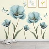 Dreamy Blue Flower Wall Stickers Creative Painted Butterflies Wall Decals