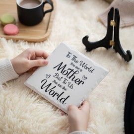 LukieJac Ceramic Plaque Happy Mothers Day Gifts For Mom Birthday Gift Presents For Mom Wife Mother In Law From Son And Daughter - Valentines Day Christmas Gifts For Bonus Mom Best Mom Ever Gifts