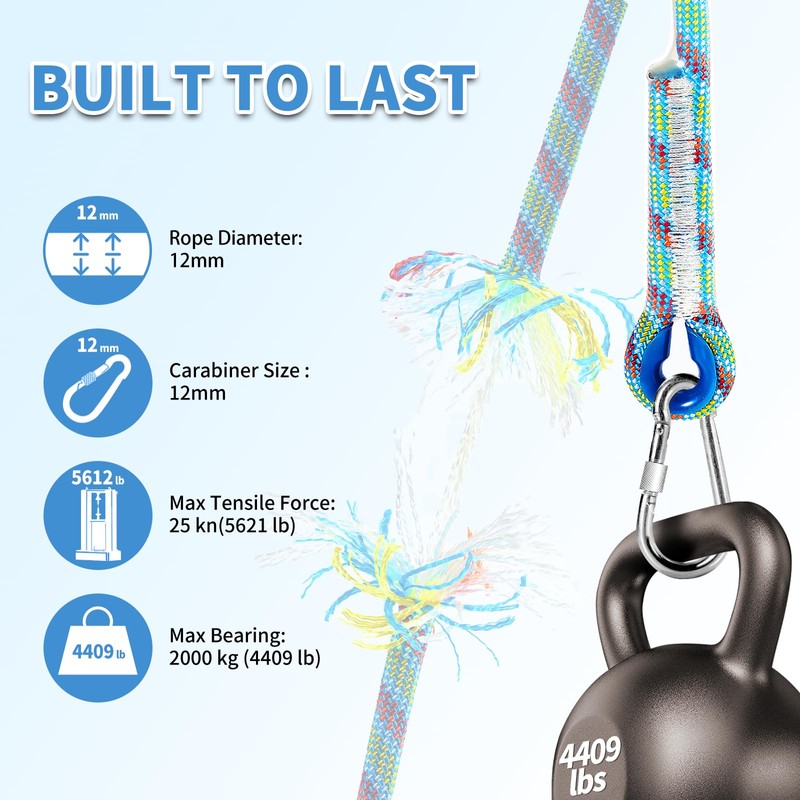 Werfeito Tree Swing Ropes (Set of 2), 3FT/5FT/10FT/15FT/20FT, Tree Swing