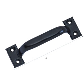QCAA Garage Door Pull Handle, 8", Steel, Black Coated, Made in Taiwan