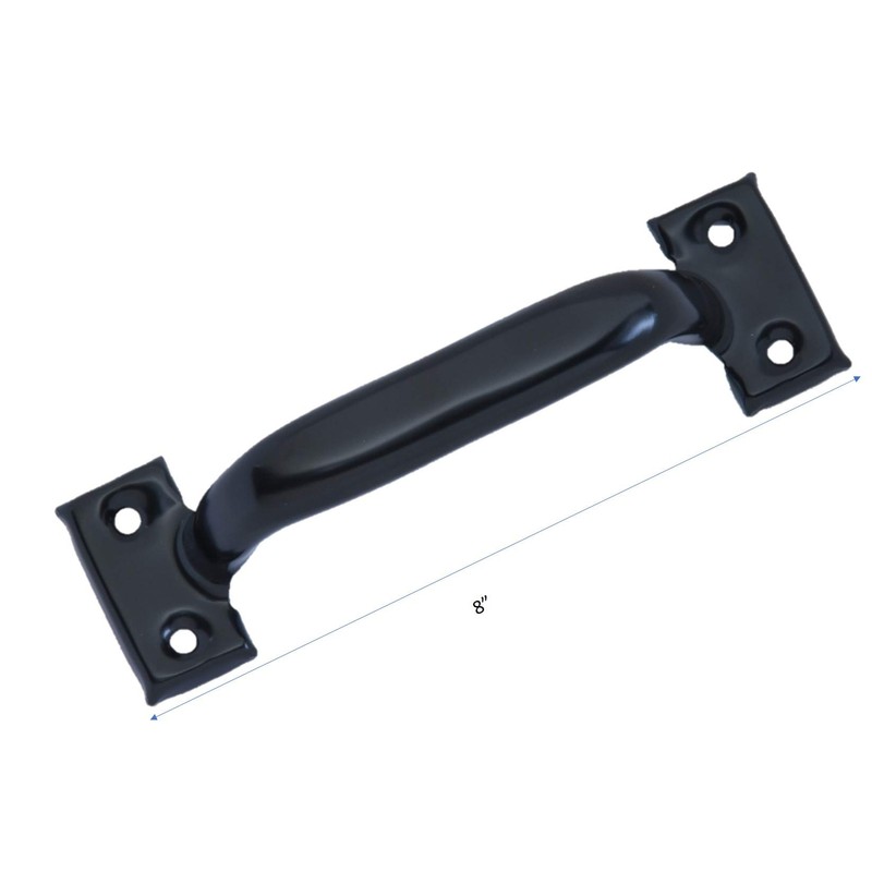 QCAA Garage Door Pull Handle, 8", Steel, Black Coated, Made