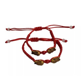 2 FENG SHUI Red String Bracelet Fish Charms Good Fortune Wealth Luck Prosperity
