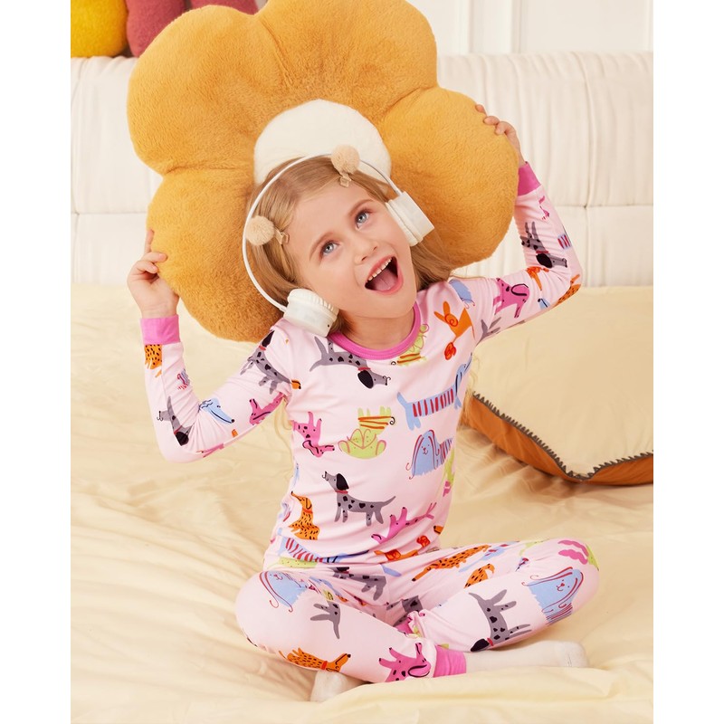 Bamboo Viscose Toddler Girls Kids Pajama Sets 6-7T Snug fit