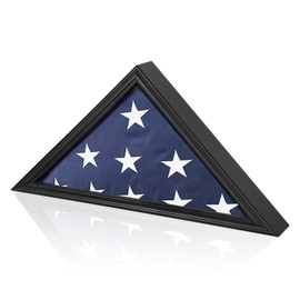 Odjaraye Flag Display Case with HD Tempered Glass for 5' X 9.5' Folded American Veteran Burial Flag Military Memorial Flag Display Case, Black Finish