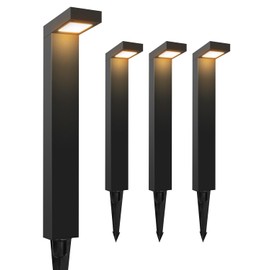 GKOLED 4-Pack Low Voltage Landscape Lighting, Pathway Lights, 3W 9-15V AC/DC Wired Outdoor LED Landscape Path Lights for Garden Driveway Accent Lighting Fixtures, Die-cast Aluminum Housing, UL-Listed