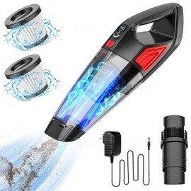 MAPARA Handheld Vacuum Cordless Rechargeable Wet/Dry 2 HEPA Filter with Capacity Battery, Lightweight Rechargeable with USB Charge Powerful Portable Car Vacuum with LED,Pet Hair,Carpet,Sofa Bursh