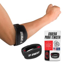 SPORTIFY Codera Ajustable con Almohadilla de Compresion para Codo De Tenista Dolor De Antebrazo Ideal para Padel Gym Basquetball y Deportes Brinda Soporte Ortopedico en Entrenamientos