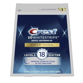 Crest 3DWhitestrips Radiant Express At-home Teeth Whitening Kit, 14 Treatments