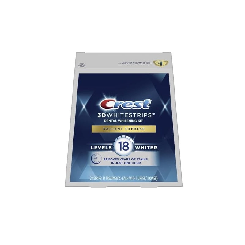 Crest 3DWhitestrips Radiant Express At-home Teeth Whitening Kit, 14 Treatments