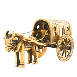 Tarini Gallery Brass Bullock Cart Ganesh Latkan with Bells Decorative Hanging Pital Religious Decor Items Temple Home Office for Main Entrance Gate Door Wall Decoration and Gifting (Bullock Cart)