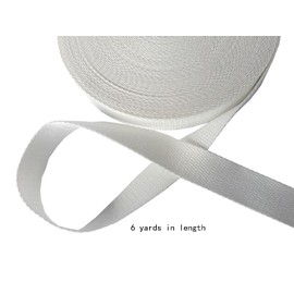 MONIDOOR Correa de algodón de 1 pulgada 6 yardas de peso medio de poliéster para bolsas de tela, correas de correa, accesorios para exteriores (1 pulgada a 6 yardas, blanco 160629)