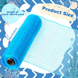 10 Rolls Summer Sea Animals Ribbons 6 Rolls 2.5" x 5 Yards Ocean Wired Edge Fabric Ribbons and 4 Rolls 10" x 10 Yards Mesh Ribbon Rolls for Wreath Craft Gift Wrapping Under The Sea Party Decoration