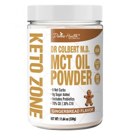 Divine Health Keto Zone® MCT Oil Powder | Gingerbread | 330 G | 30 Day Supply | Dr. Colbert's Keto Zone Diet Book | Coffee Creamer | 70% C8 30% C10 | 0 Net Carbs