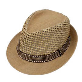 OhMill Summer Trilby Hat for Mens Panama Fedora Hat Short Brim Summer Fedora Trilby Beach Sun Cap Women Mesh,Breathable Khaki