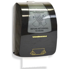 VonDrehle 8864 8" Mechanical Pull-Down Roll Towel Dispenser, Black, Reduced Tabbing to Reduce Waste, Hands-Free Dispensing, Sanitary & Hygienic, ADA Compliant, Low Pull Force, No Batteries to Replace