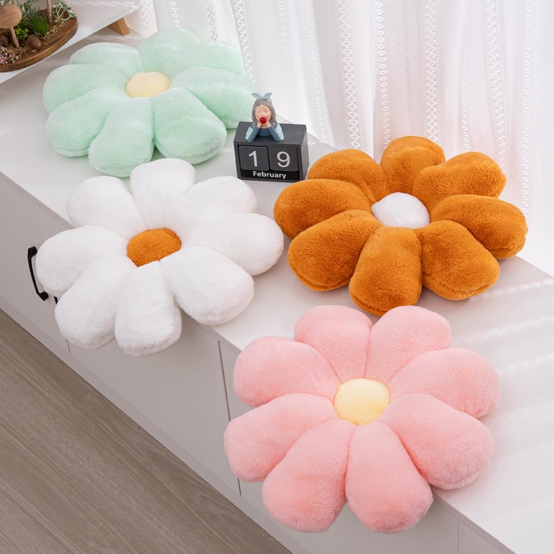 Aryan Flower Cushion, Flower Pillow Pink Cushions, Cute Floor Throw