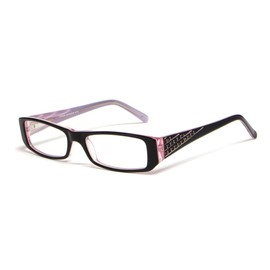 Calabria Viv Designer Reading Glasses 4015 in Black & Lilac :: Demo Lens