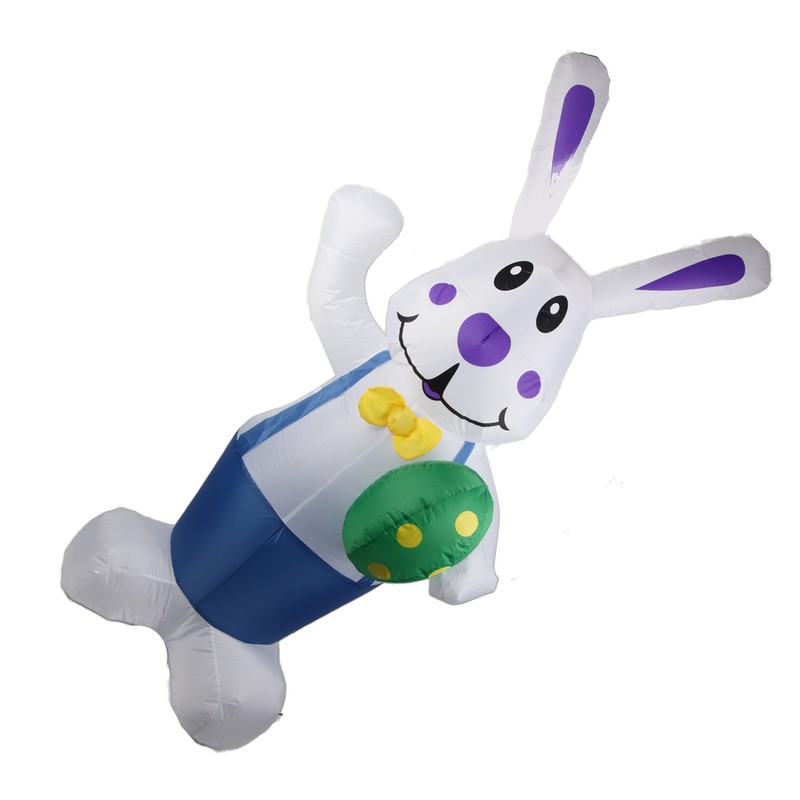 6.5FT High Easter Blue Bunny Holding Easter Egg Inflatable Yard