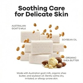 Australian Botanical Soap Goat Milk Soap Bar – Triple-Milled Body Cleanser with Shea Butter & Soya Bean Oil – Gentle Hydration for Sensitive Skin 6.8 oz – 1 Pack