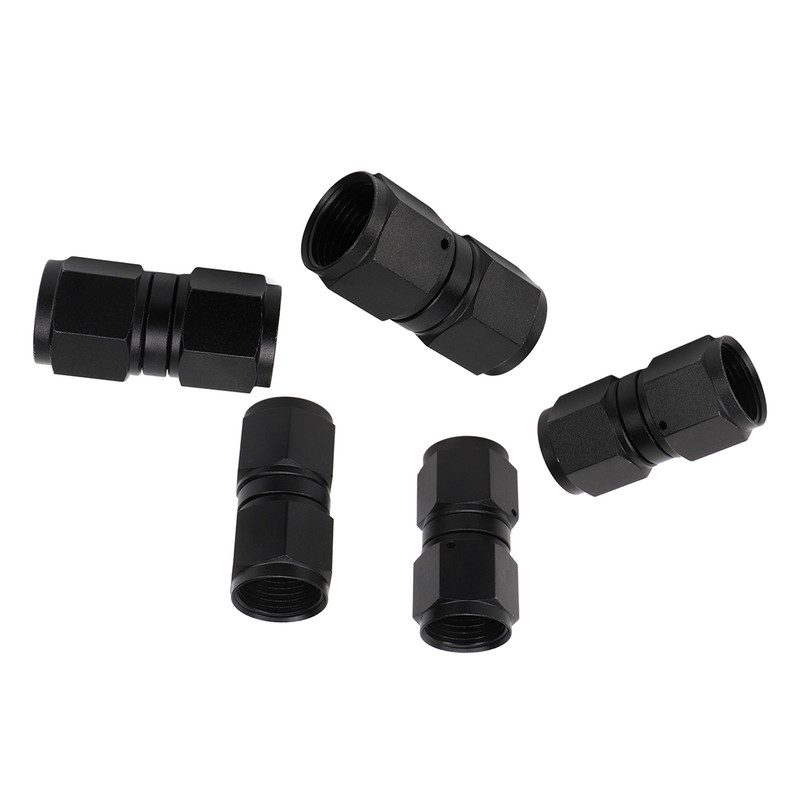 5PCS 10AN Fitting Adapter Black Female Straight Swivel Aluminum Alloy